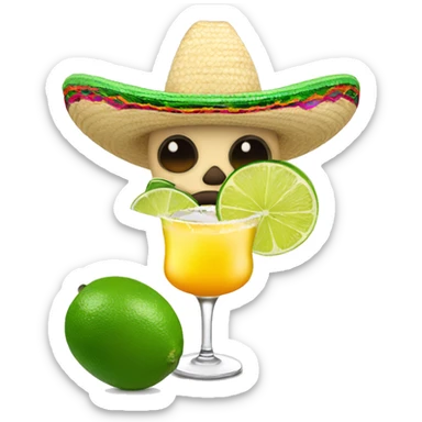 Mexican in a sombrero hat with a margarita  sticker