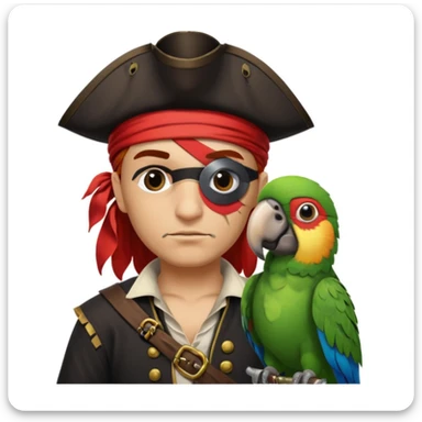 pirate with eye patch and parrot sticker