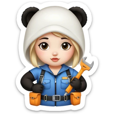 Girl chubby panda with tool belt sticker