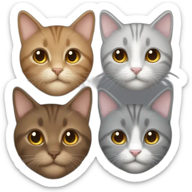 two cats brown long hair and gray short hair sticker
