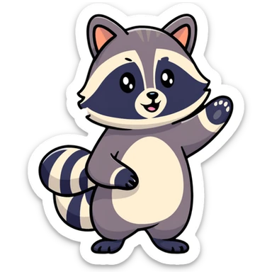 raccoon waving enthusiastically sticker