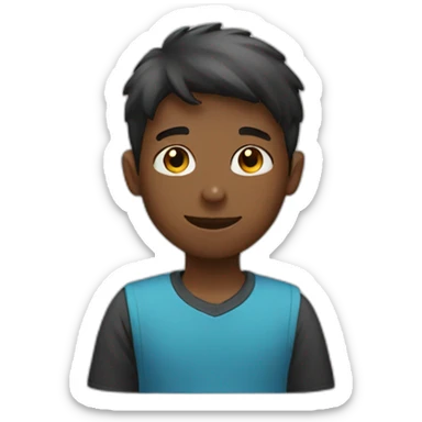 A boy doing trading sticker