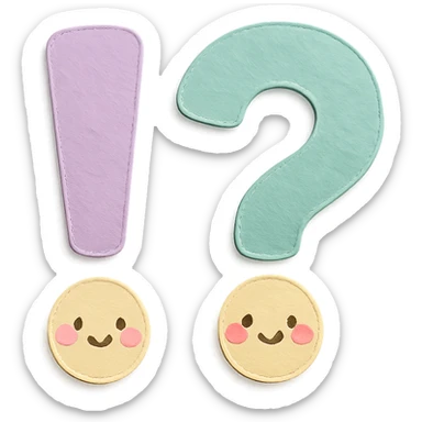 soft pastel kawaii exclamation and question mark icons together sticker