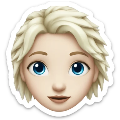 Little girl with blue eyes and pale skin and blue hair and spiky eyelashes sticker