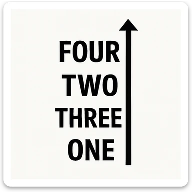 vertical text list with an arrow from bottom to top sticker