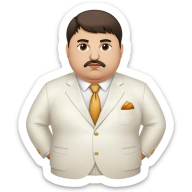 Fat Armenian oligarch with bowlcut wearing white suit sticker