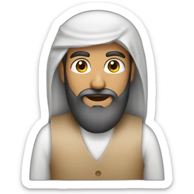 arab with a beard in a cardboard vest sticker