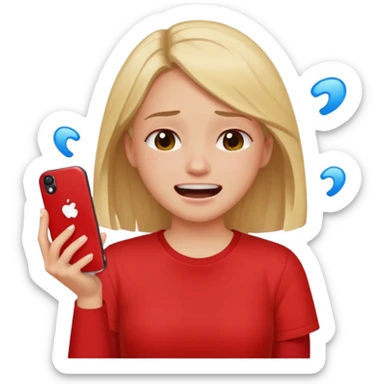 Girl crying laughing at a funny video on her phone sticker