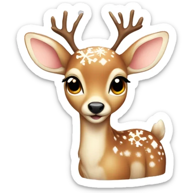 baby deer with snowflakes  sticker