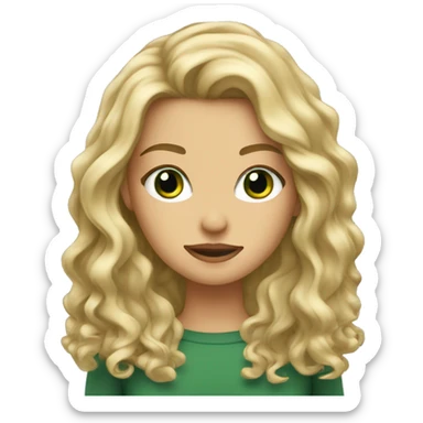Dirty blonde girl hair with wavy tall hair and green eyes  sticker
