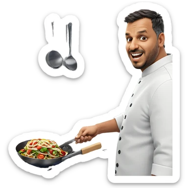 smiling chef in kitchen sticker
