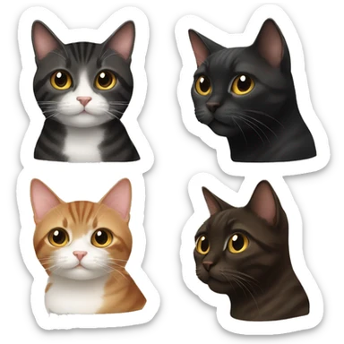 Two all black cats and a brown tabby cat sticker