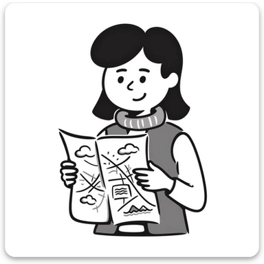 travel guide explaining a city map, hand drawn doodle style sticker