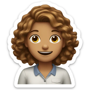 Girl has wavy brown hair is excited  sticker