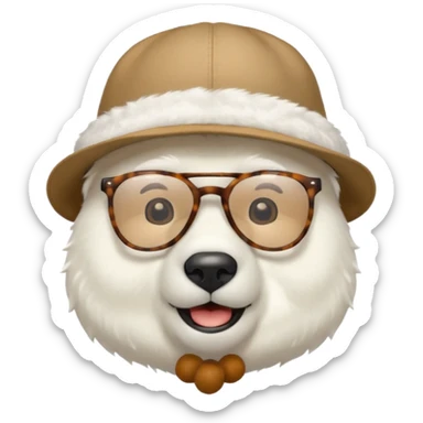  polar bear wearing glasses and a hat sticker