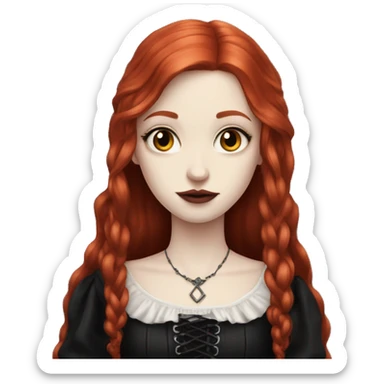 pale skinned girl with long red hair in gothic outfit sticker