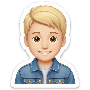 smiling boy in denim jacket sticker