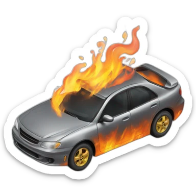 car on fire sticker