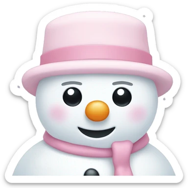 Cute white and light pink snowman sticker
