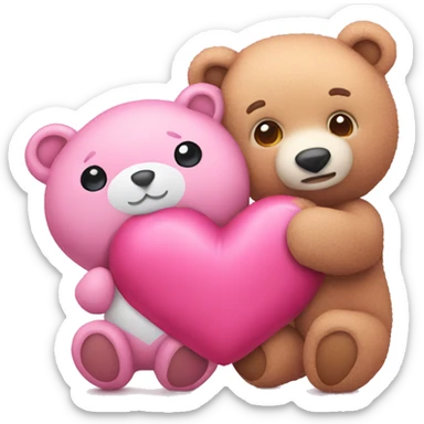 Pink heart with stuffed bear  sticker