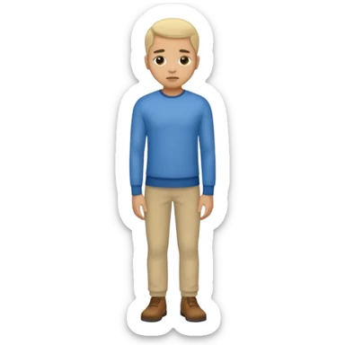 light skin man pensative, full body sticker