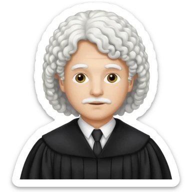 judge with white curly wig sticker