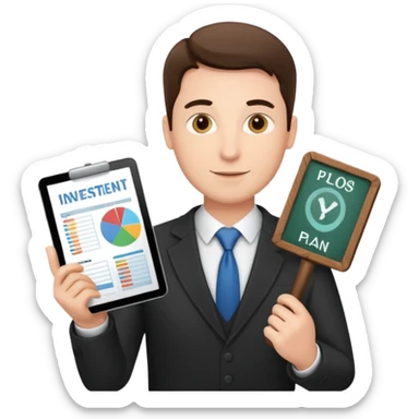 customized investment plan with man sticker