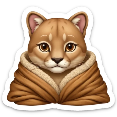 Cozy puma cougar in blanket sticker