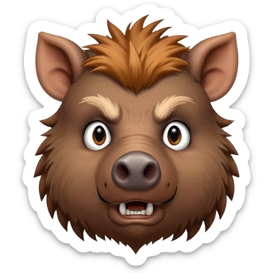 wild boar, punk hair, half body, standing sticker
