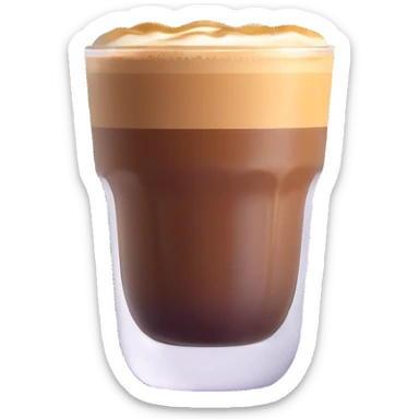 Small Gibraltar glass with cortado espresso, light brown color on top (NOT WHITE), deepening to darker brown at bottom, smooth surface, no froth or swirl sticker