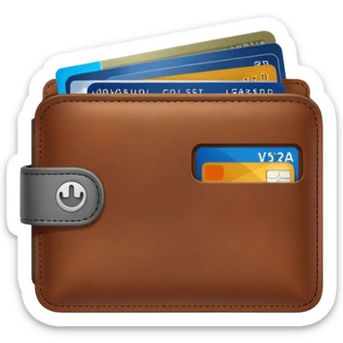 portefeuille marron avec quelques billets et carte bancaire sticker