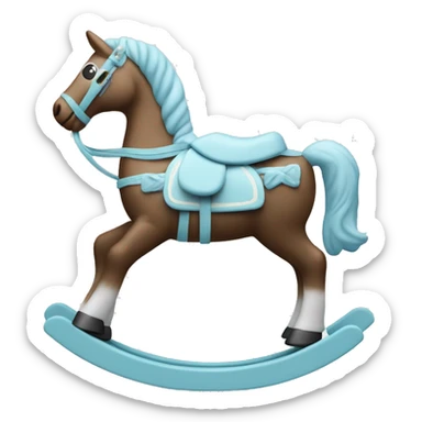 Rocking horse TOY pastel blue sticker