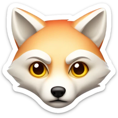White and red fox head, sad face, frowning sticker