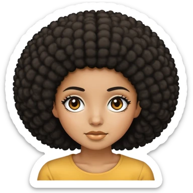 girl with afro black hair and black eyes and brown skintone sticker