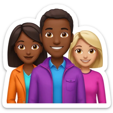 Black man with   with two women one black one Chinese  sticker