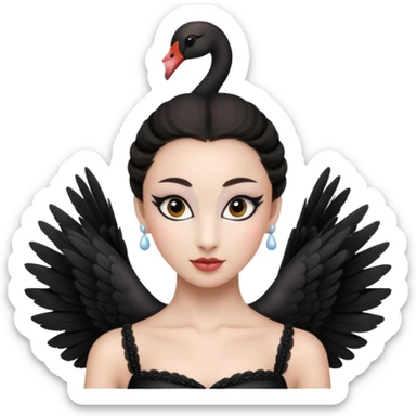Make black swan ballerina ( with heathers on her ears ) emojis only the head sticker