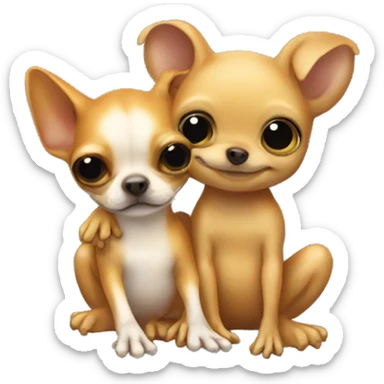 frog hugging chihuhua sticker