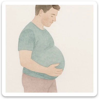 pregnant man, watercolor art style, delicate brush strokes, soft colors, artistic sticker
