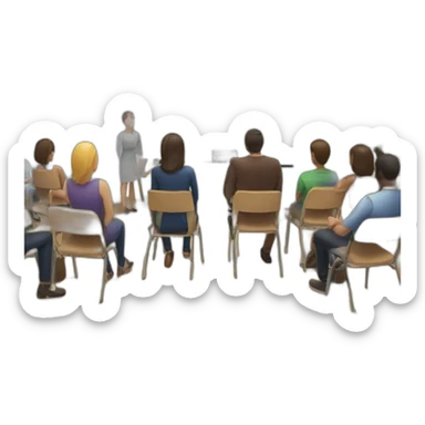 people sit on chair and look a presentation sticker