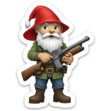 gnome redhat with a gun, catroon sticker