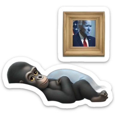 Gorilla watching Joe Biden as he sleeps sticker