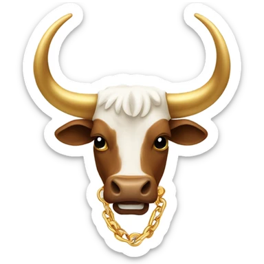 Longhorn bull with gold chain and gold teeth  sticker