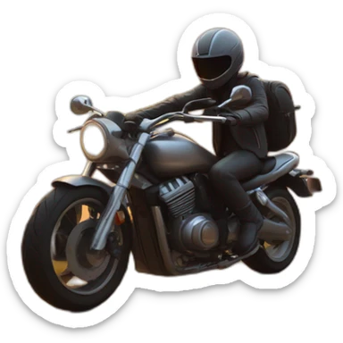 Biker riding a motorbike on a long road into the sundown sticker