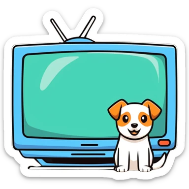 dog watching tv sticker