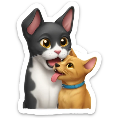 Cat licking dog sticker