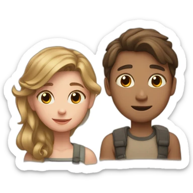 boy and girl and hear in the center but above them sticker