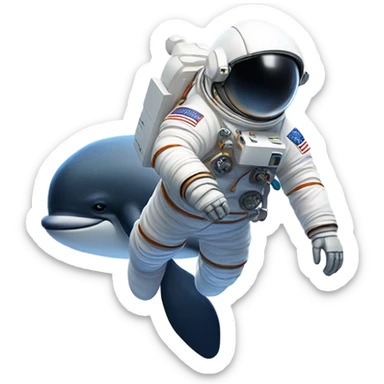 Astronaut riding a whale in space sticker