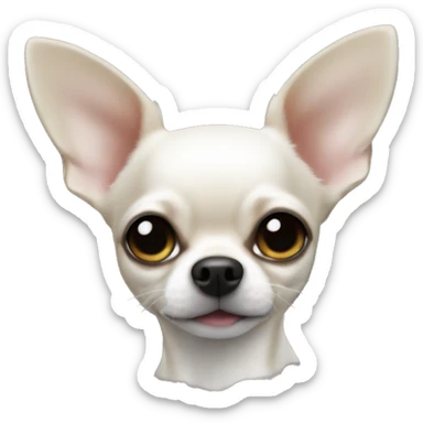 A white dear head Chihuahua, with jet black sticker