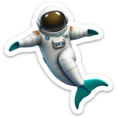 dolphin in space suit orbit  sticker