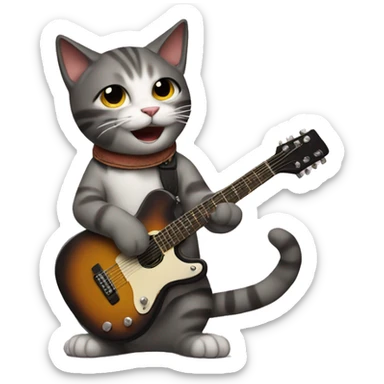 cat playing guitar sticker